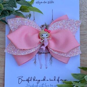 PINK GLITTER HAIR BOW